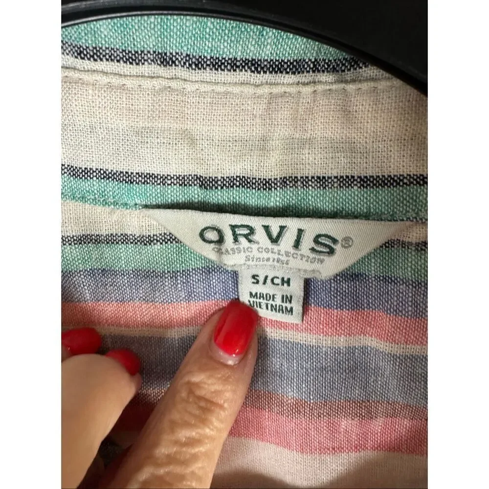 Orvis Womens Linen Button Up Shirt Size Small